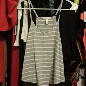 Striped spaghetti strap with buttons